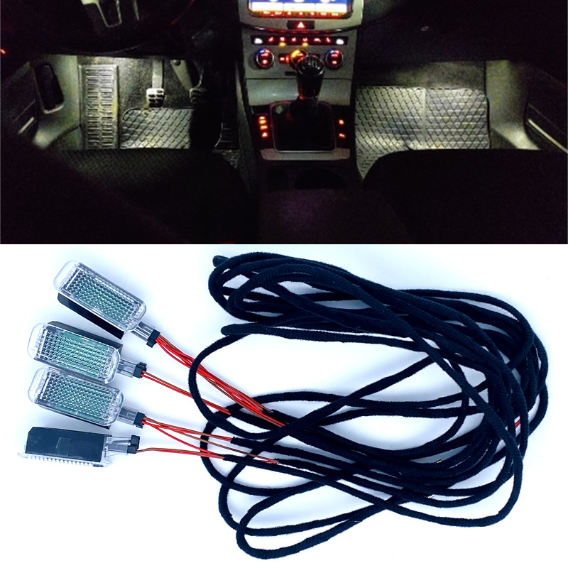 車内フットスペースランプ LED 足元ライトケーブルパサート B6 B7 ゴルフ 5 MK5 6 MK6 シートトレドレオン A3 A4 A5 A6 A8 Q3 Q5 Q7