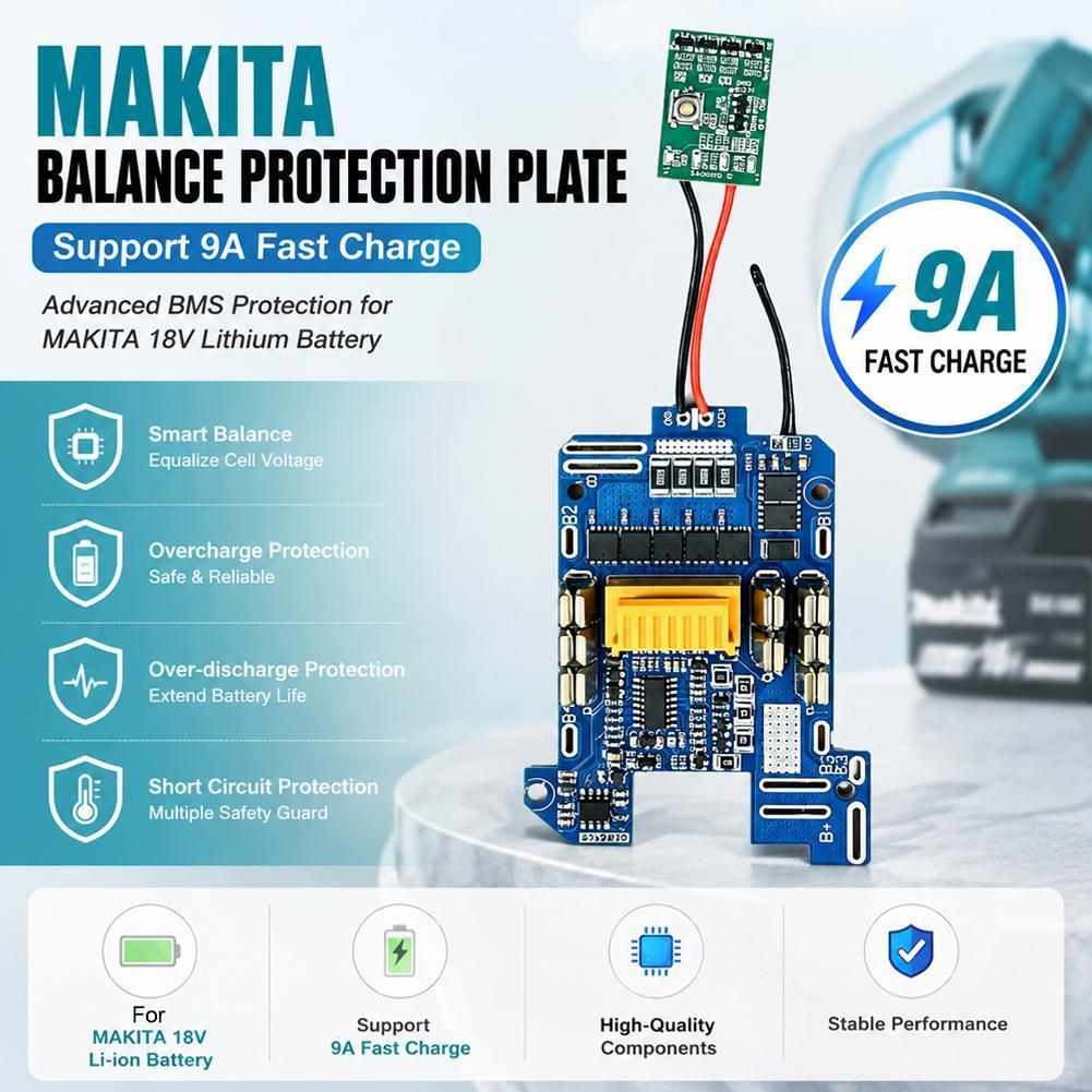9A 高速充電 BMS 保護ボードマキタ 18V リチウム電池放電スマートバランス PCB 交換回路基板