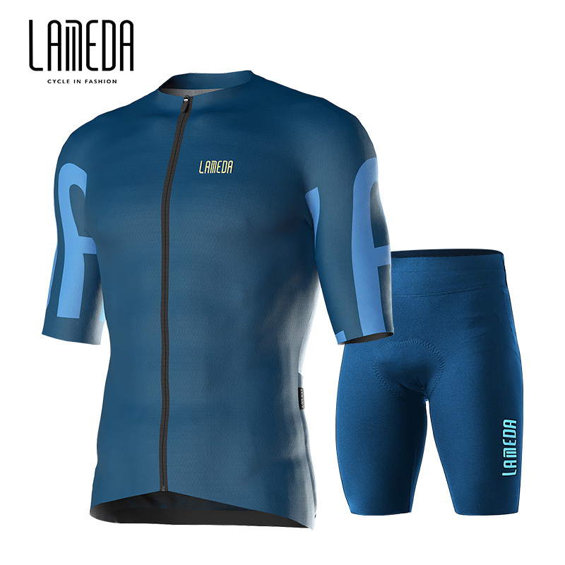 Lameda サイクリング服男性半袖セット夏通気性サイクリングジャージ速乾性サイクリングショーツ
