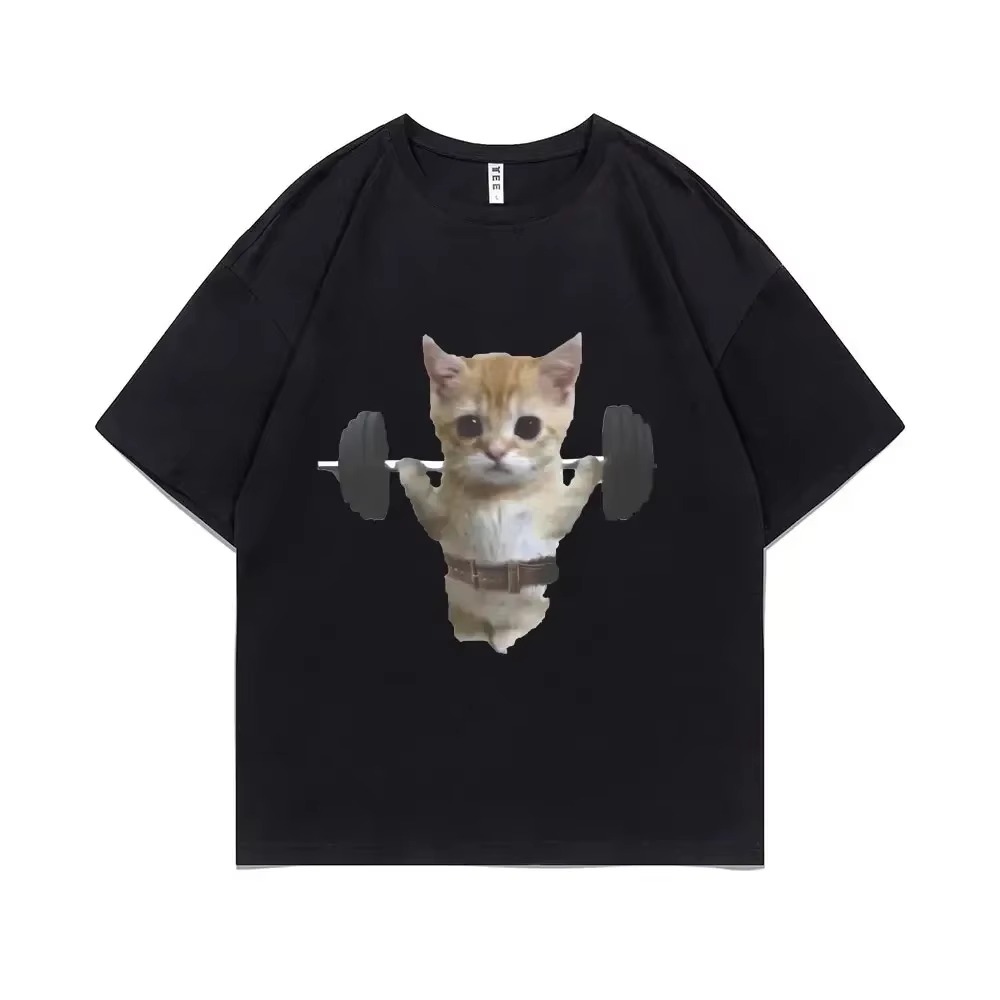 面白いジム猫 Tシャツ美的女性半袖かわいいカボチャ絵文字グラフィック Tシャツフィットネスポンプカバーカジュアルトップス
