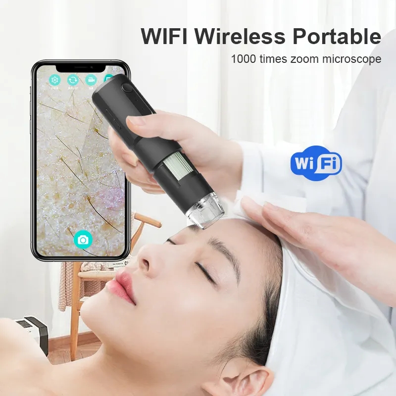 デジタル顕微鏡 WiFi ワイヤレス電子皮膚鏡頭皮検出毛穴拡大鏡顔の皮膚分析機プロフェッショナル