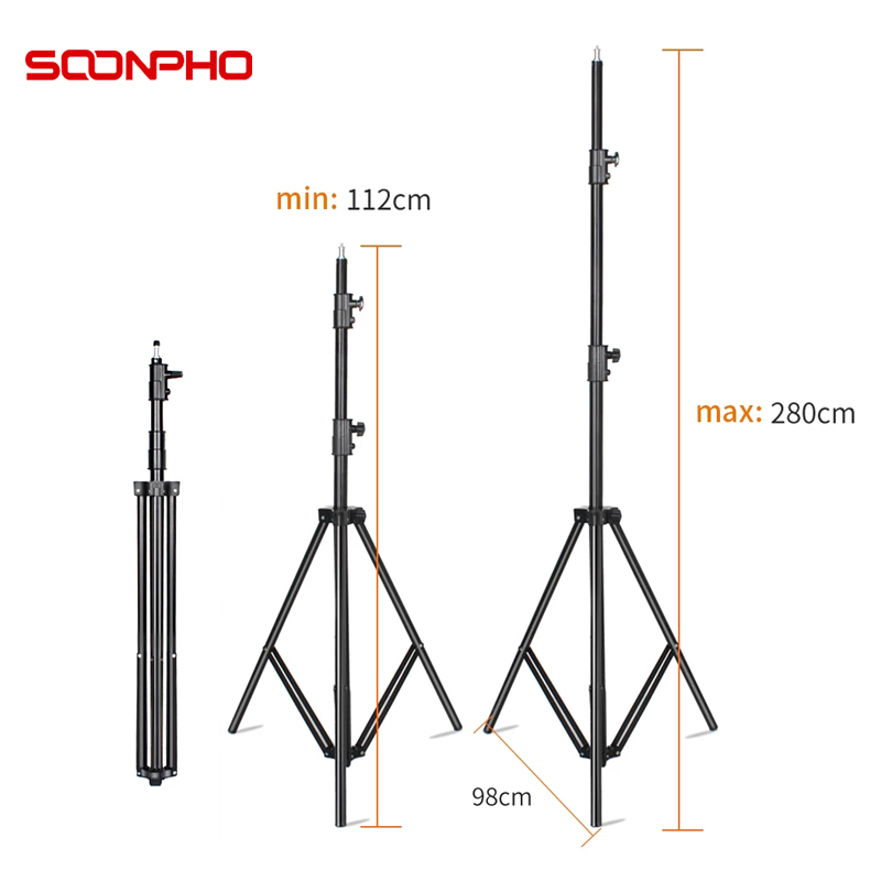 SOONPHO 280 センチメートルライトスタンドヘビーデューティ 1/4 ネジ付き写真スタジオフラッシュディフューザー三脚リングランプソフトボックス写真撮影三脚