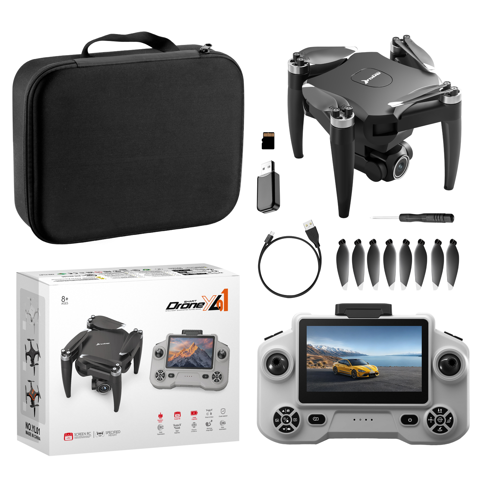 リモートコントロールドローンWIFI FPV ESC 720PデュアルカメラSelfie障害物回避クアッドコプター4.3インチスクリーン