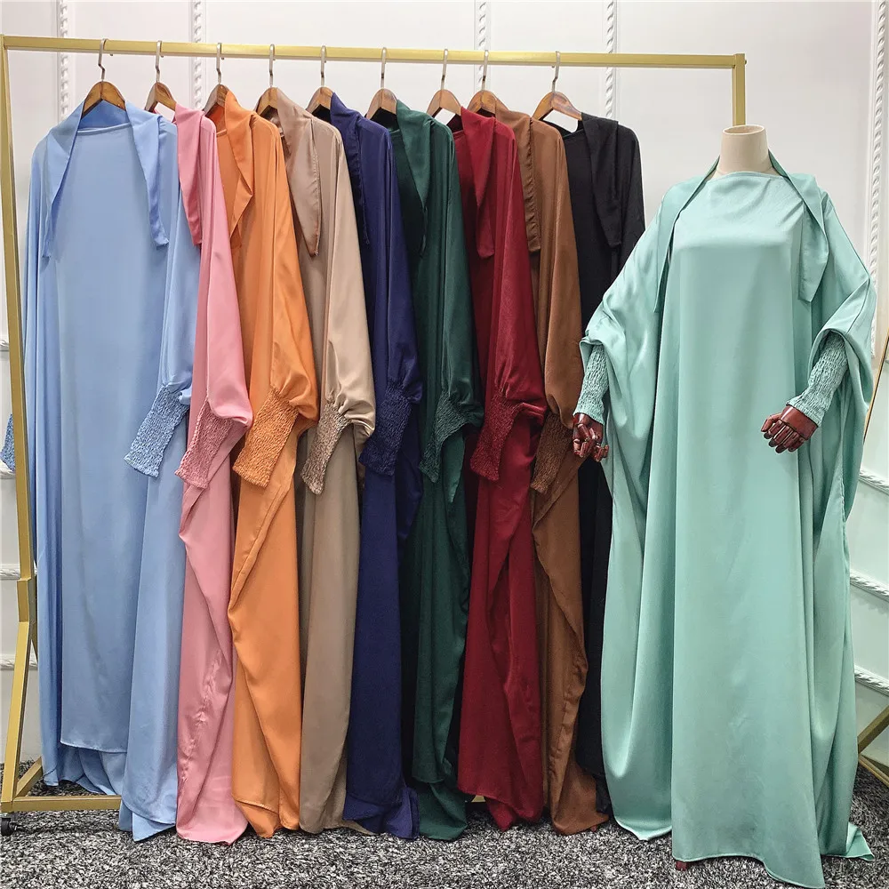 アラブイスラム教徒の女性の祈りの衣服長袖フード付き礼拝トーブガウン祈り中東ローブイスラムアバヤ祈るヒジャーブドレス