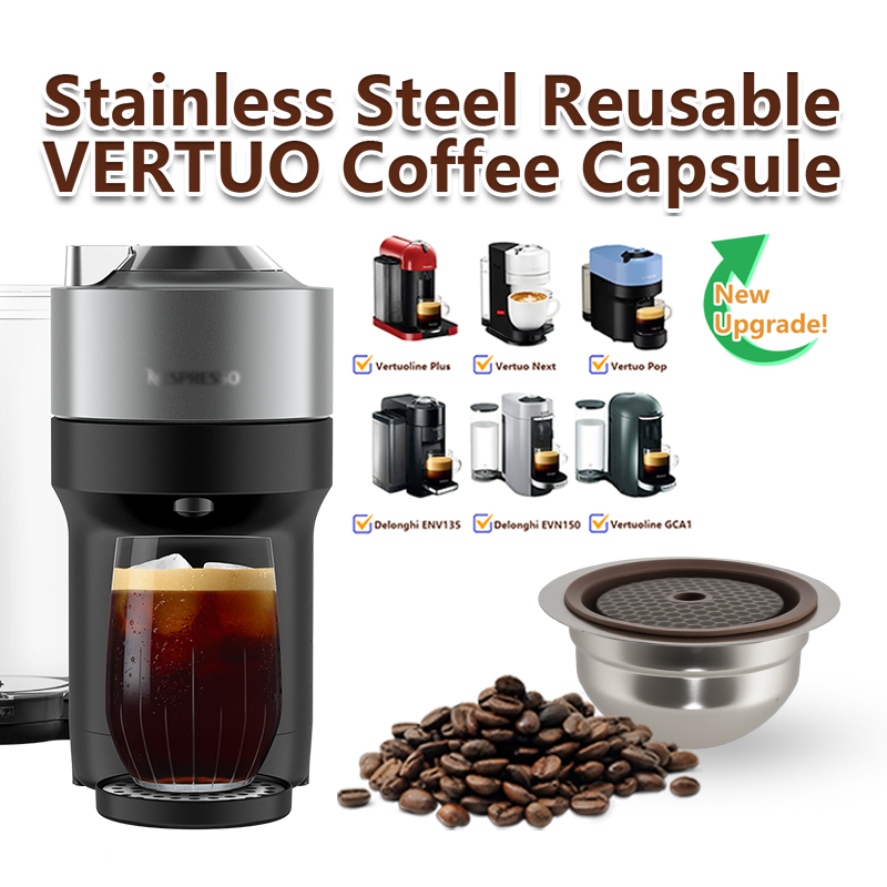 再利用可能なコーヒーカプセル ネスプレッソ ヴァーチュオ ネクスト/ポップ 80/150/230ml スプーン付き