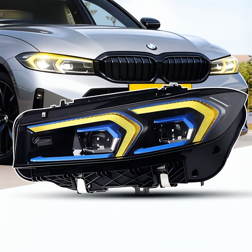 Lciブルーアイブロウデュアルカラーレーザーヘッドライト修正を備えたBMW 3シリーズG20/G28に適しています。