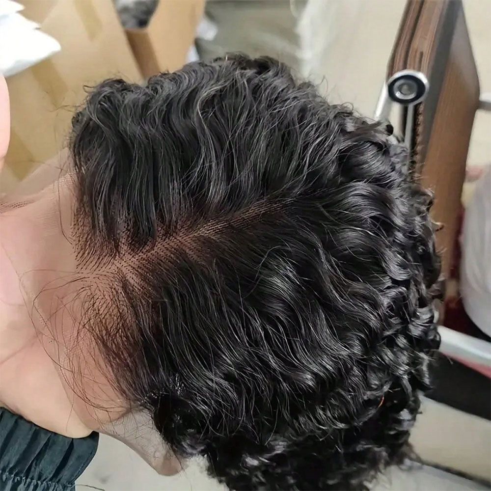13x4 ジェリーカーリーレースウィッグディープウェーブカーリーレースフロント人毛ウィッグ変態カーリーヘアライン透明 HD レースフロントウィッグナチュラルブラック