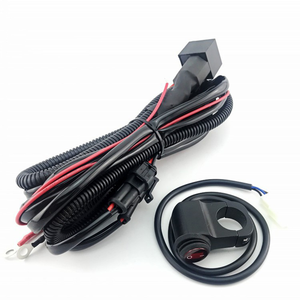2ln1 配線ハーネス追加の LED ヘッドライトオートバイスポットライトフォグランプ補助バイク ATV UTV スクーター