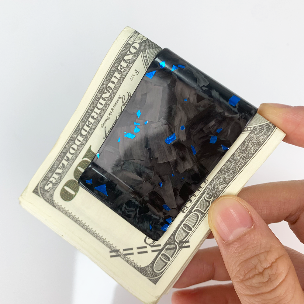 高品質の高級本物の鍛造レッドゴールドグリーンカーボンファイバーキャッシュマネークリップスリムクレジットカードホルダー日常使用