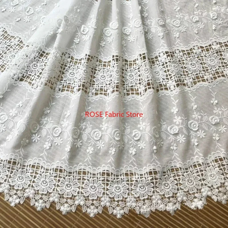 3D 花中空刺繍綿生地手作り DIY 服縫製アクセサリーブライダルドレス、サマードレス