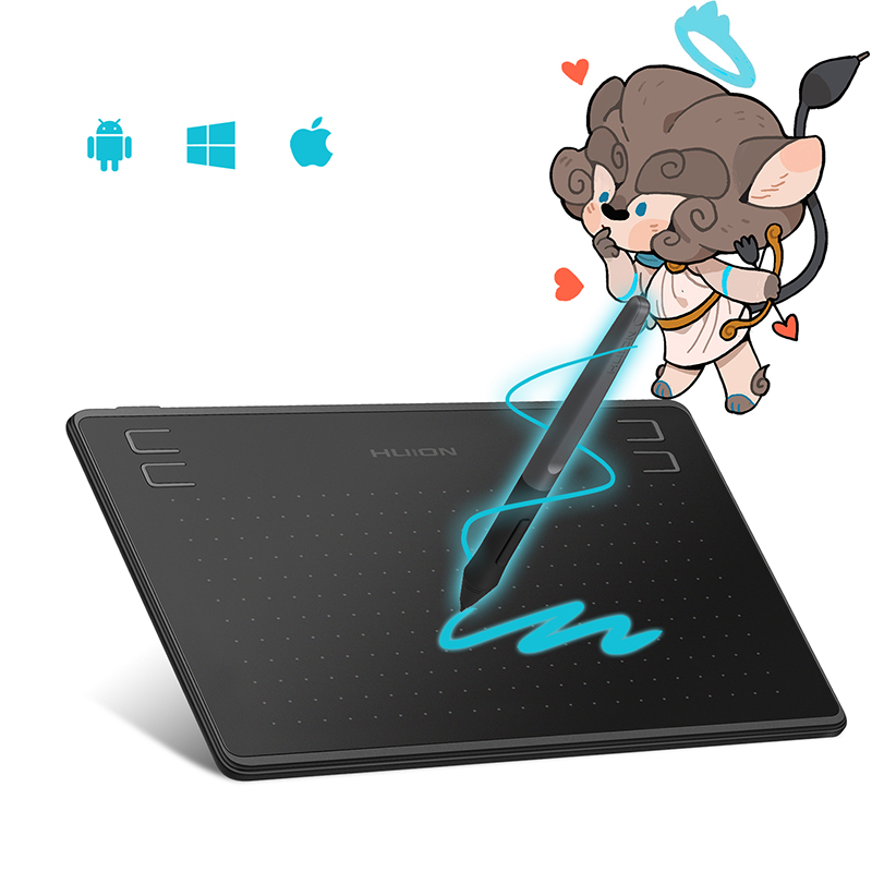 Huion HS64 グラフィックタブレット デジタルペン描画タブレット 8192 バッテリーフリースタイラスプレスキー付き Android Windows MacOS をサポート