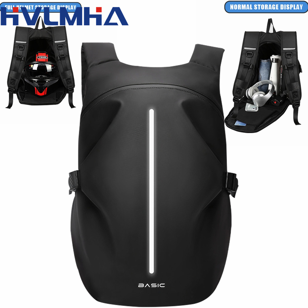 ニュークラシック大容量多機能オートバイヘルメットバッグ防水オートバイバックパック反射自転車トラベルバッグ