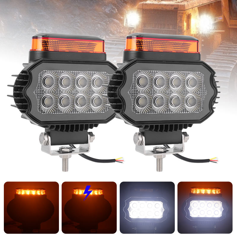 8LED ワークライト 12-24V アンバーストロボ警告ランプ緊急点滅フォグライトワークランプ掘削機トラック SUV オフロード 4x4