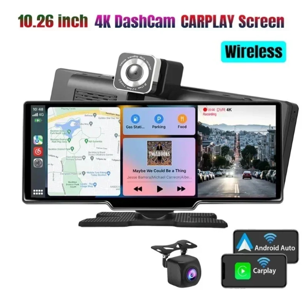 Veclumin C200-DVR 10.26 "Carplay 4K フロントおよびリアレコーダーデュアル Bluetooth 車 MP5 プレーヤーディスプレイワイヤレスカー GPS ナビゲーション