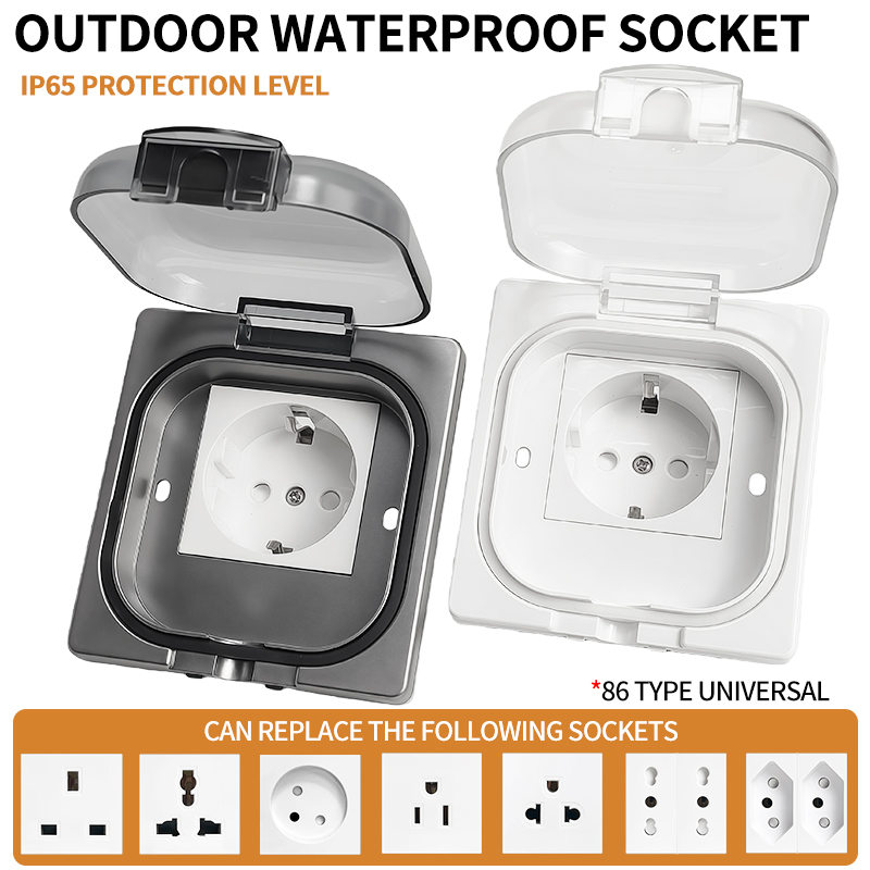 IP65防水屋外ソケット、16Aハイパワーウォールプレート、250V米国/タイスタイル10Aレセプタクル、バスルーム