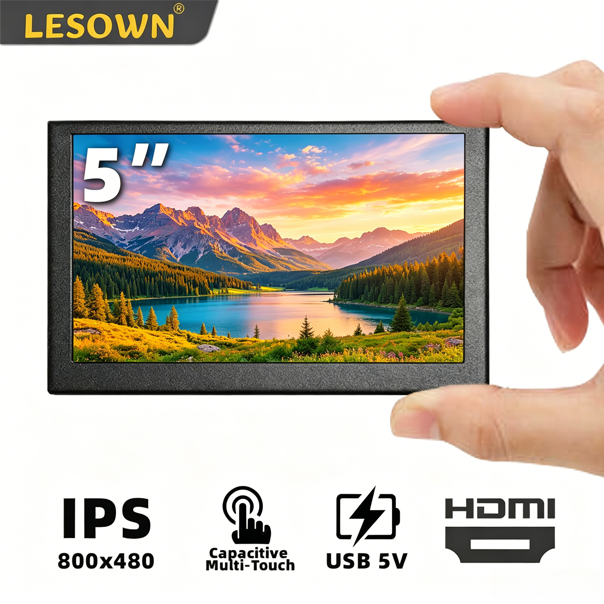 LESOWN 5 インチ 800x480 タッチスクリーン内蔵スピーカー付きタッチスクリーンメタルシェル SBC メインボードパネル Orange Pi SBC 用
