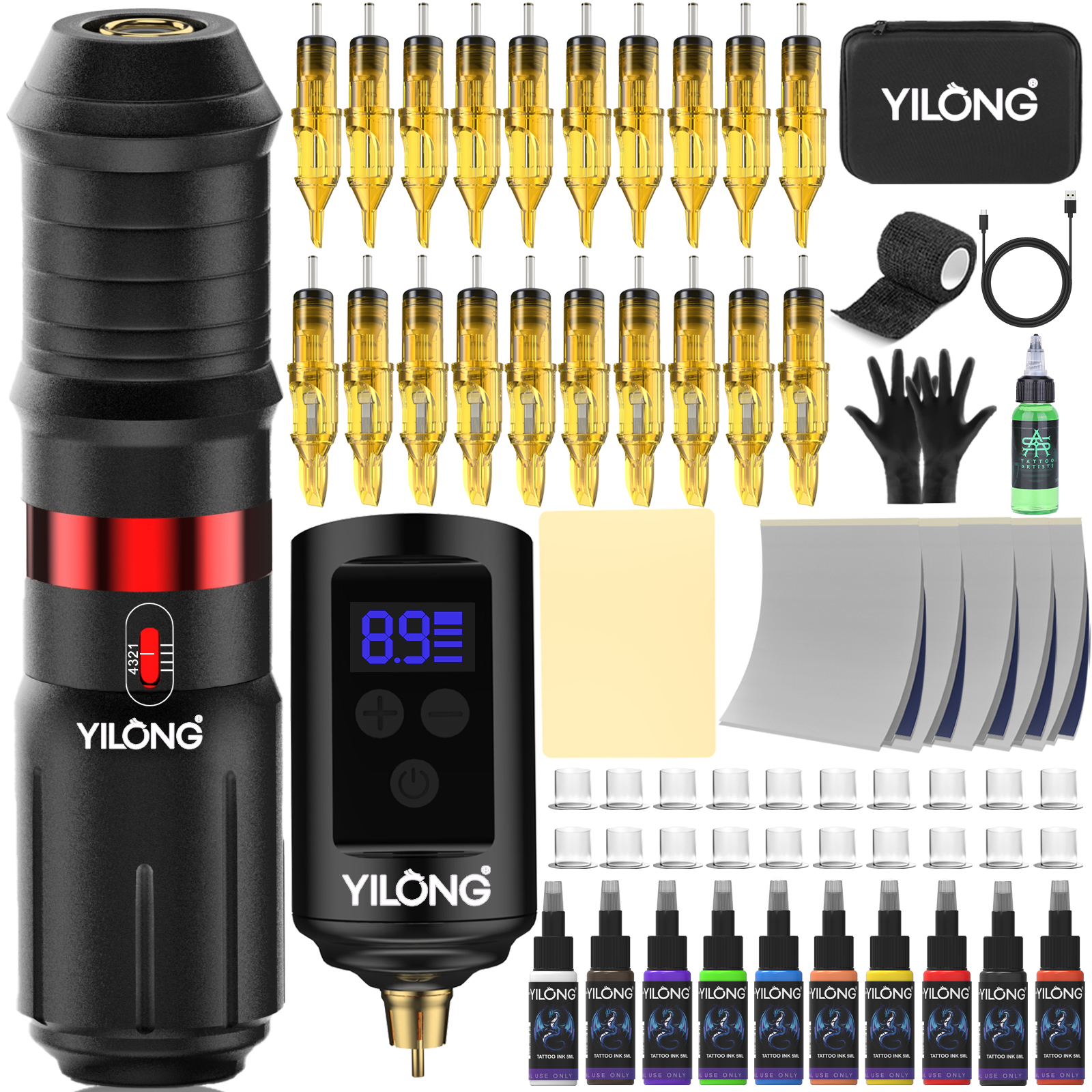YILONG プロフェッショナルタトゥーマシンキットタトゥーマシンセット初心者アートメイクタトゥーマシンキット