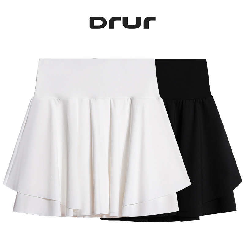 DRUR テニススカートパンツスポーツウェア女性ジムスカートパンツハイウエストレイヤードスカートスポーツスコート女性マイクロミニスカート 2025