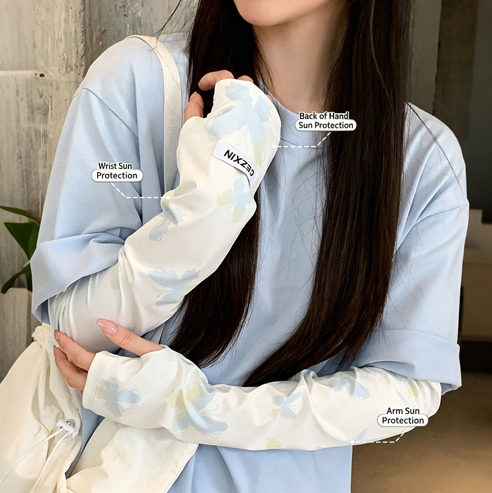 新しい女性の蝶アイスシルク日焼け防止スリーブ UV ブロックアームカバー運転サイクリング屋外韓国スタイル