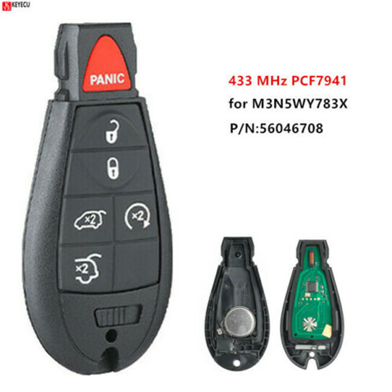 Keyecu 新しいリモート Fobik キーフォブ 6 ボタン交換用ジープグランドチェロキーコマンダー 2008 2009 2010 M3N5WY783X、IYZ-C01C