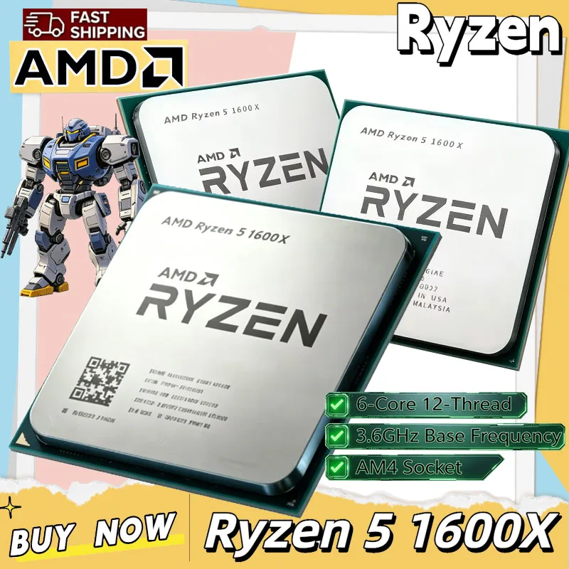 AMD Ryzen 5 1600X 95W CPU 3.6 GHz 12 スレッド 6 コア R5 1600X オリジナルおよび新しいブランド L3=16M ソケット AM4 在庫あり