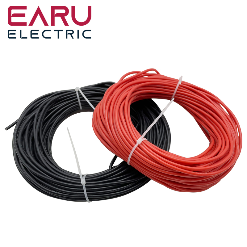 10 メートル/ロット耐熱ソフト電気シリコンワイヤーケーブル 8 10 12 14 16 18 20 22 24 26 28 30 AWG 5 メートル赤と 5 メートル黒色