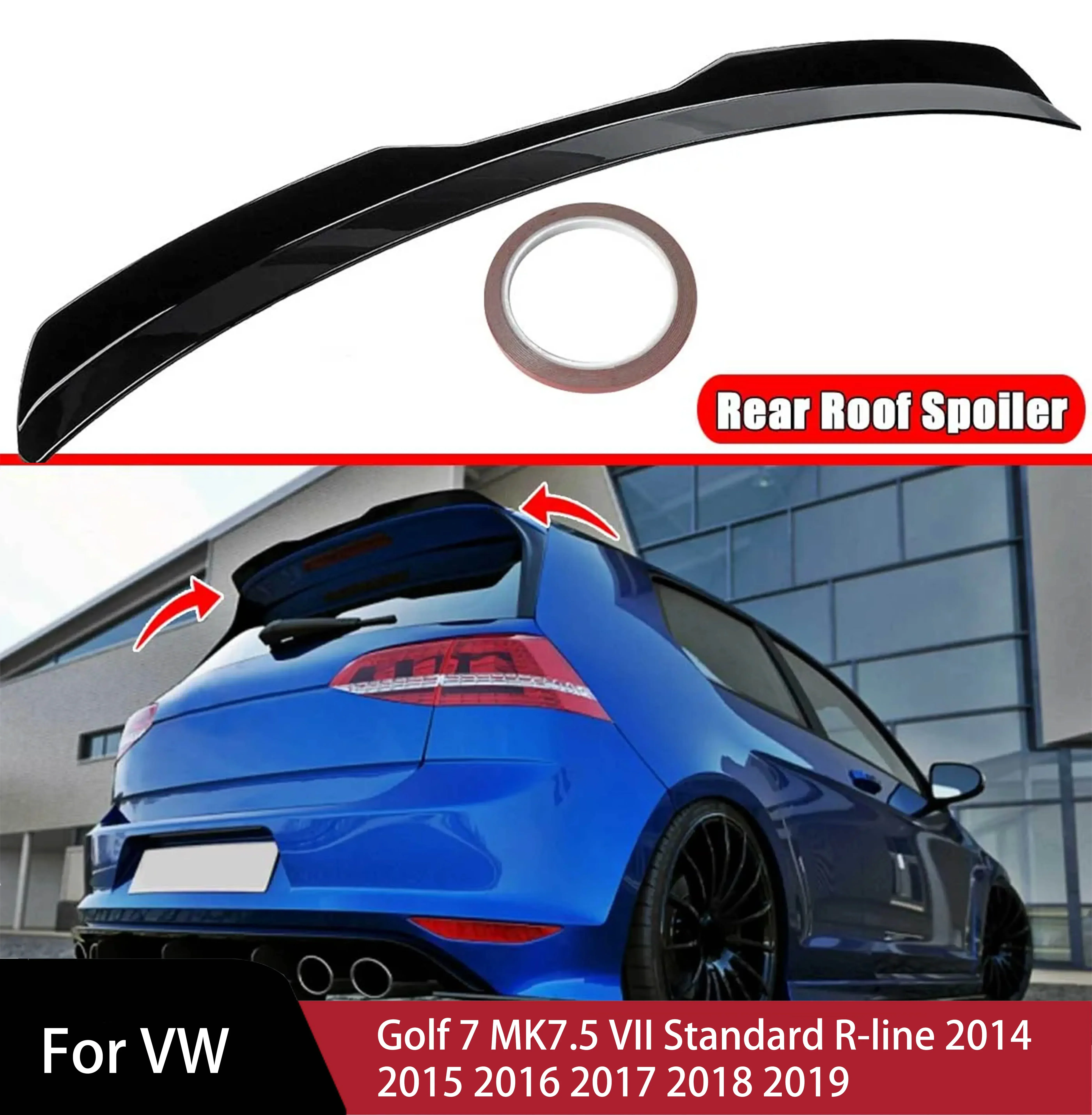 リアルーフスポイラーウイング VW ゴルフ 7 MK7.5 VII GTI R GTD 2013 2014 2015 2016 2017 2018 2019 ハッチバックトップウイングリア装飾