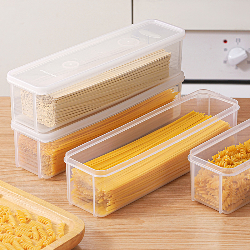 麺収納ボックスプラスチックスパゲッティ保存ボックス食品ホルダー鮮度保持密封ネギコンテナボックスキッチン冷蔵庫
