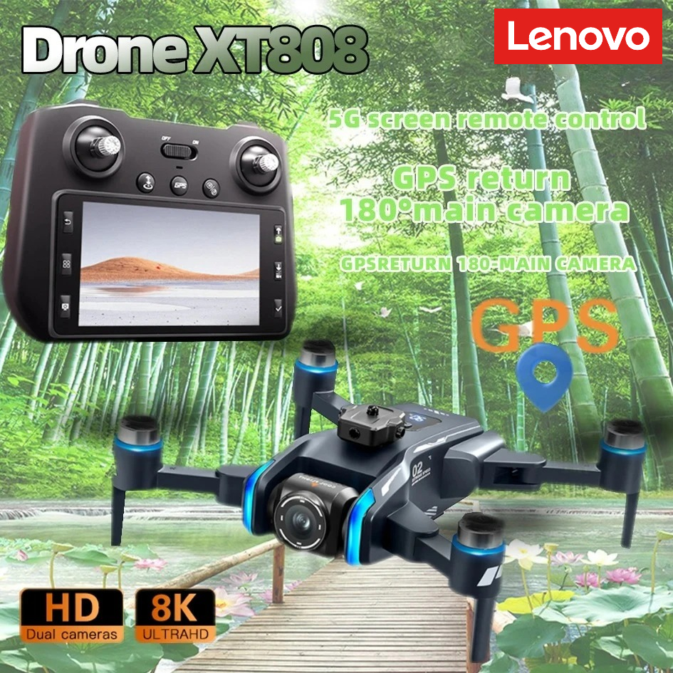 レノボ XT808 最大 GPS ドローン画面制御 8 18K プロフェッショナル HD デュアルカメラ 5 グラム WIFI 障害物回避ヘッドブラシレスモーターおもちゃ