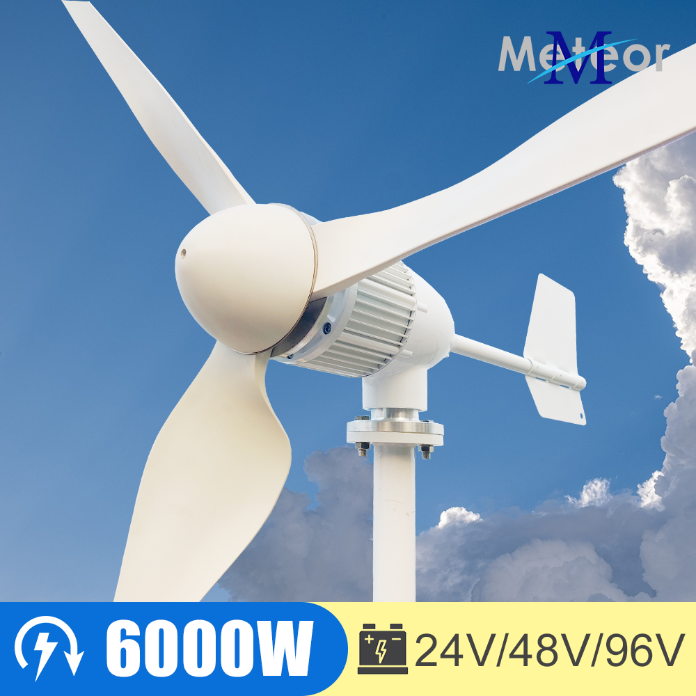 ハイパワー 6KW 水平軸風力タービン発電機フリーエネルギー磁気発電機 24V 48V 96V 家電農業産業