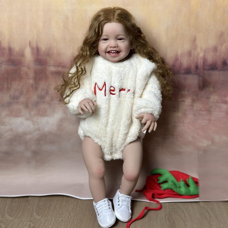 BZDOLL 60 センチメートル 24 インチリボーンベビーソフトビニール布ボディ笑顔人形プリンセス幼児新生児ベベアーティストコレクション
