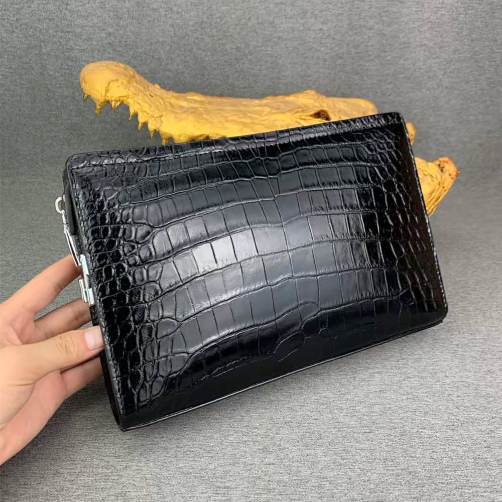 本物のワニ腹革パスワードロックハンドバッグリアルワニ革メンズビジネスリストバッグカードバッグ