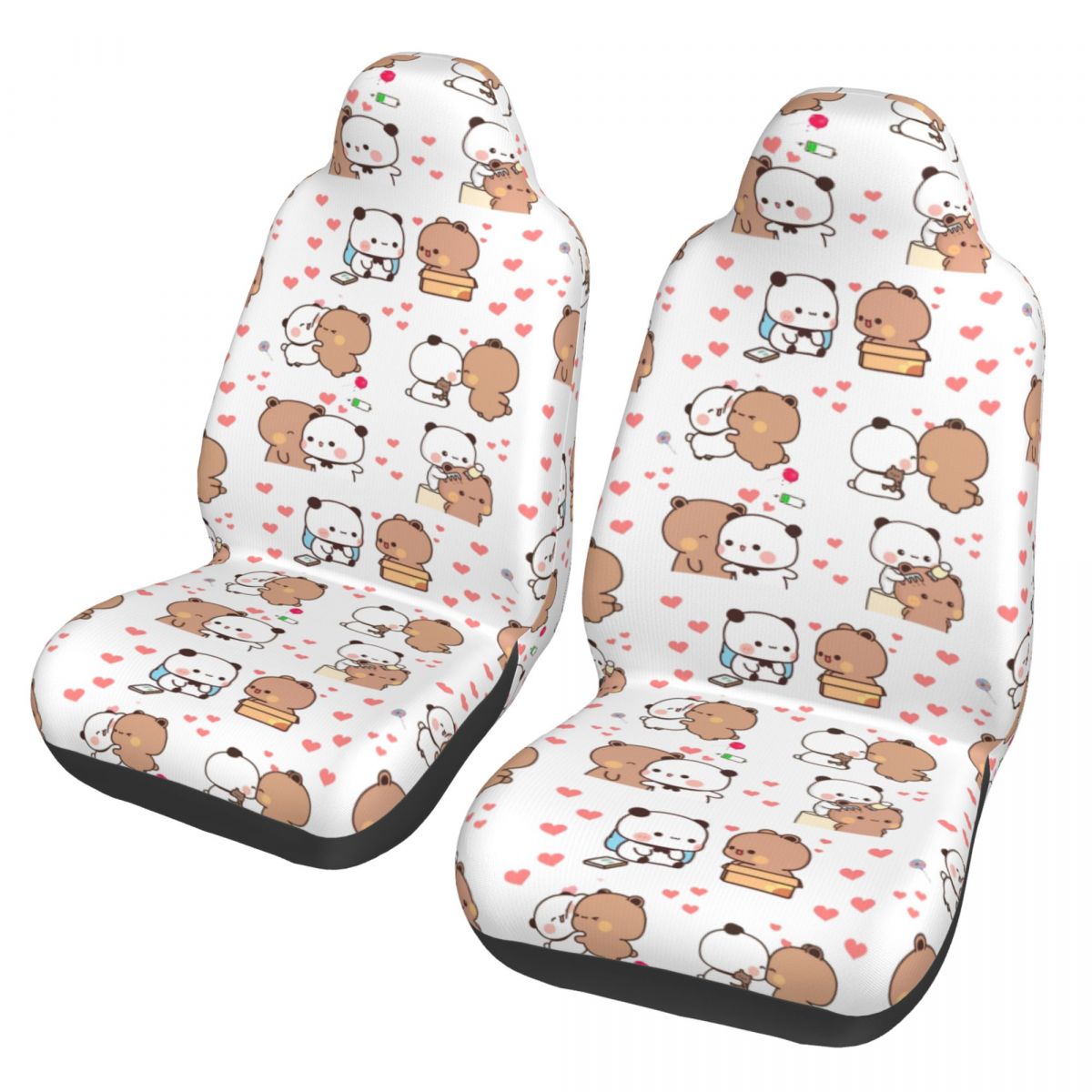 Bubu Dudu ラブストーリーユニバーサルカーシートカバーオフロード旅行かわいいパンダクマシートカバーファイバーカーアクセサリー