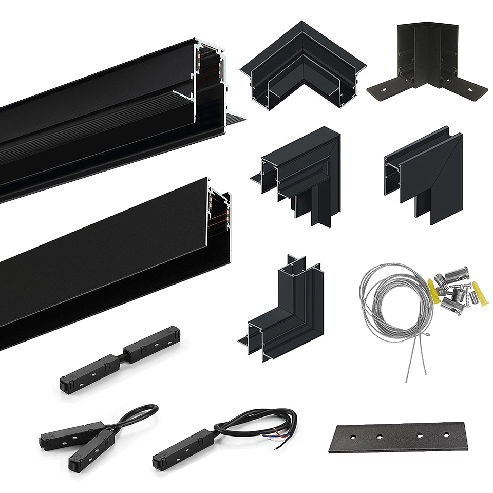 2 メートル磁気レールリニア磁気トラック照明アクセサリー 2 メートル天井マグネットトラックキット 48V 電源コーナーコネクタ