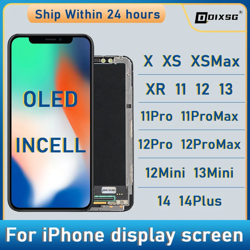 OLED iPhone X XR XS 最大 LCD Incell iPhone 11 12 13 プロマックス 13 ミニ 14 プラス 15 OLED 液晶ディスプレイ画面デジタイザアセンブリ