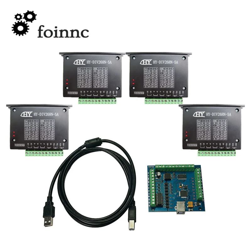 CNC コントローラ Mach3 4 軸 USB モーションカード STB4100 4 個 HY-DIV268N-5A ステッピング モーター ドライバー キット CNC マシン用
