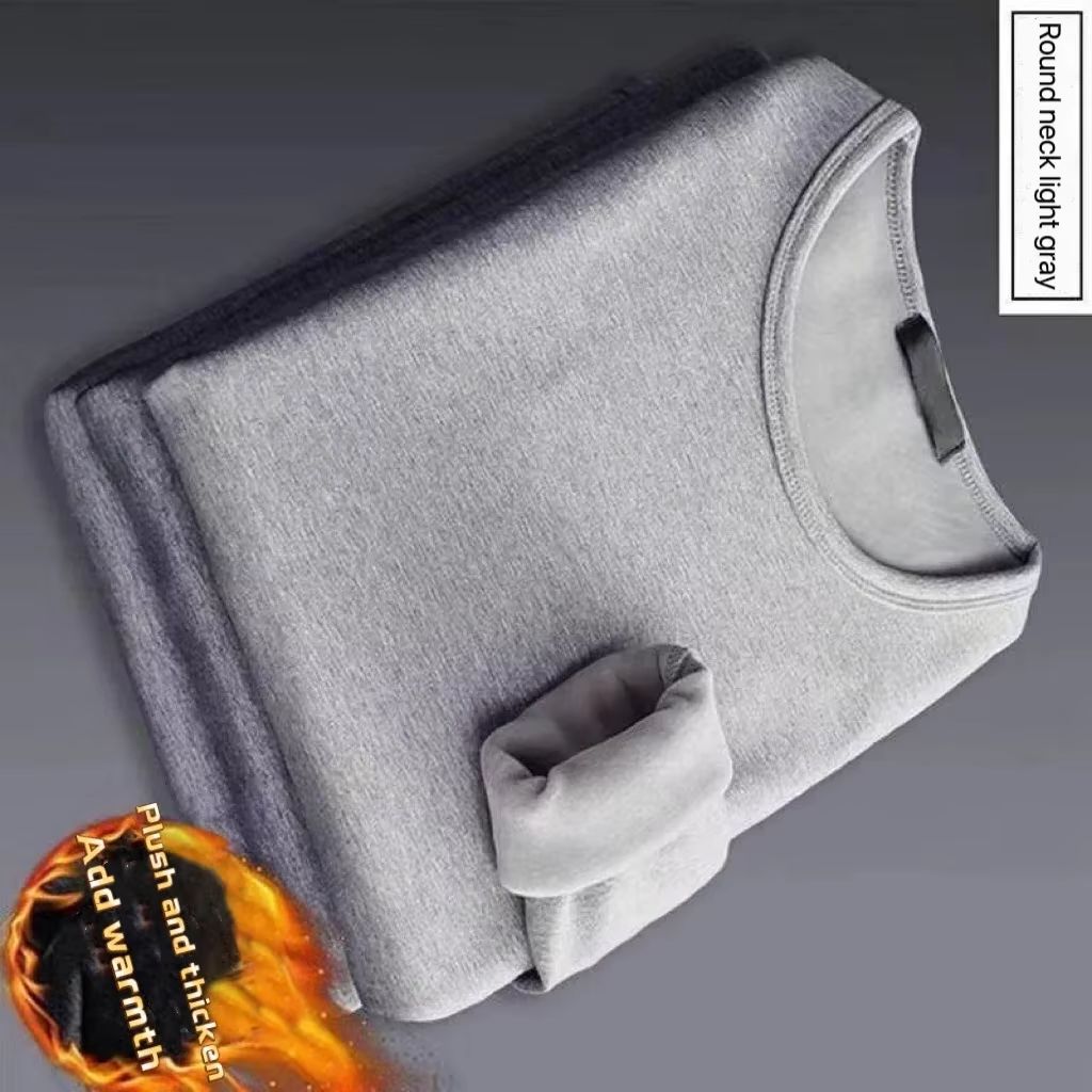 冬のメンズ肥厚ベルベット暖かいトップス男性の冬の長袖熱 Underwer 男性ラウンドネックファッション Tシャツ M-5XL