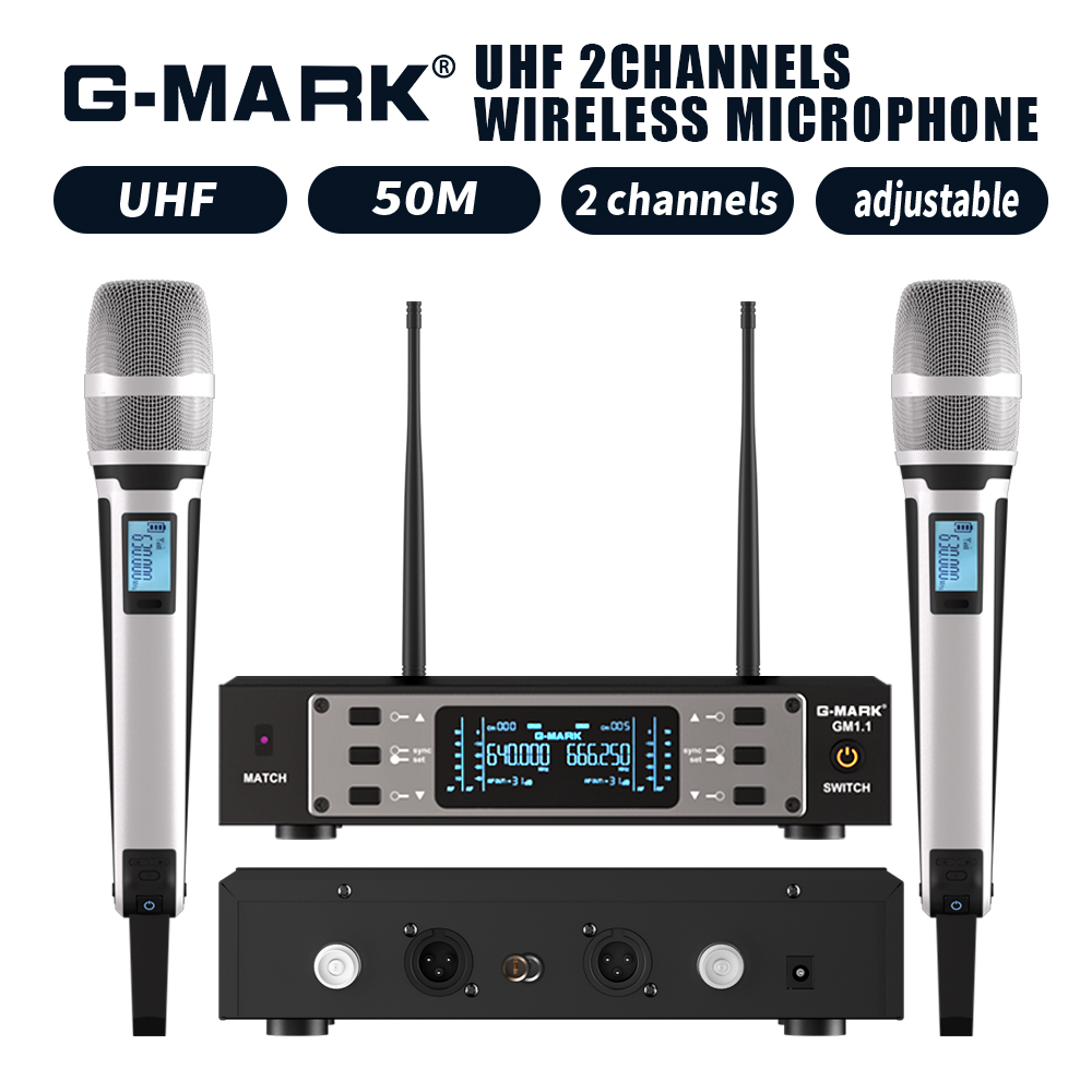 カラオケマイク G-MARK GM1.1 多用途ワイヤレスマイク UHF 周波数安定したオーディオ伝送パーティーショー教育結婚式