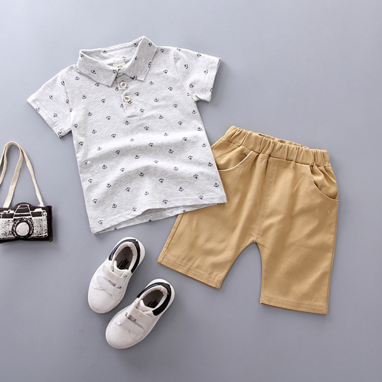 Baby Tollder Summer Cotton T-Shirt Short Clothing Sets Children Little Boy Outfit Clothes Gentleman Pattern Two-Piece