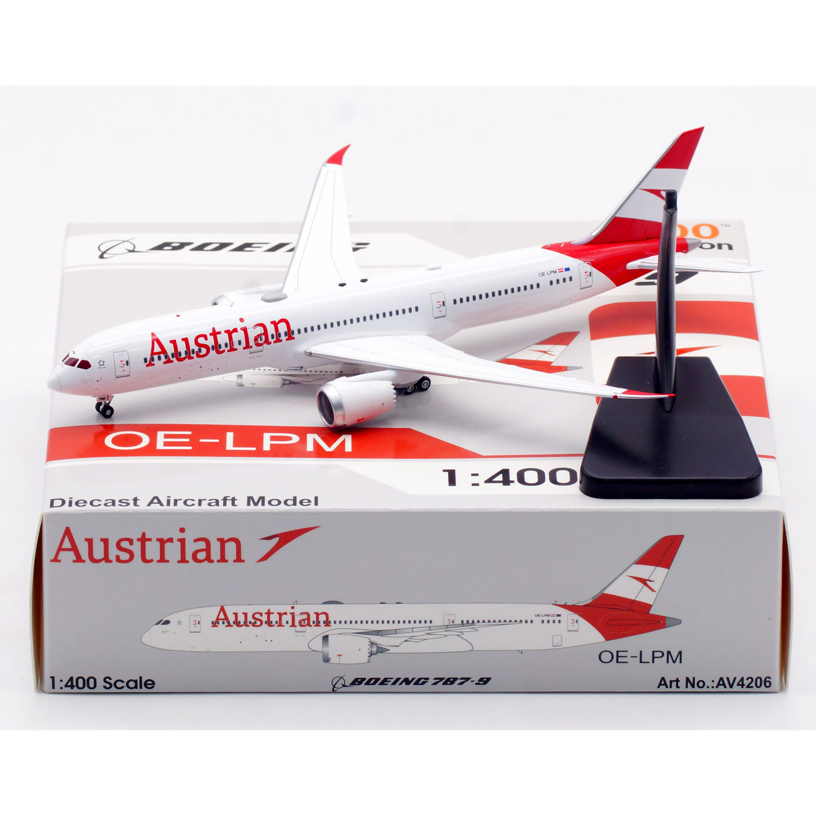 AV4206 合金コレクター飛行機ギフト航空 1:400 オーストリア航空「スターアライアンス」ボーイング B787-9 ダイキャスト航空機モデル OE-LPM
