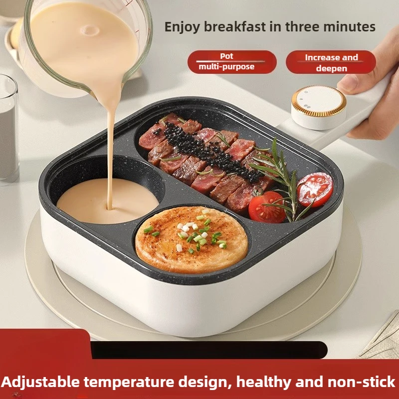 220V 3 in 1 朝食メーカー卵フライパンノンスティックホームフライドステーキポット朝食用マルチクッカー