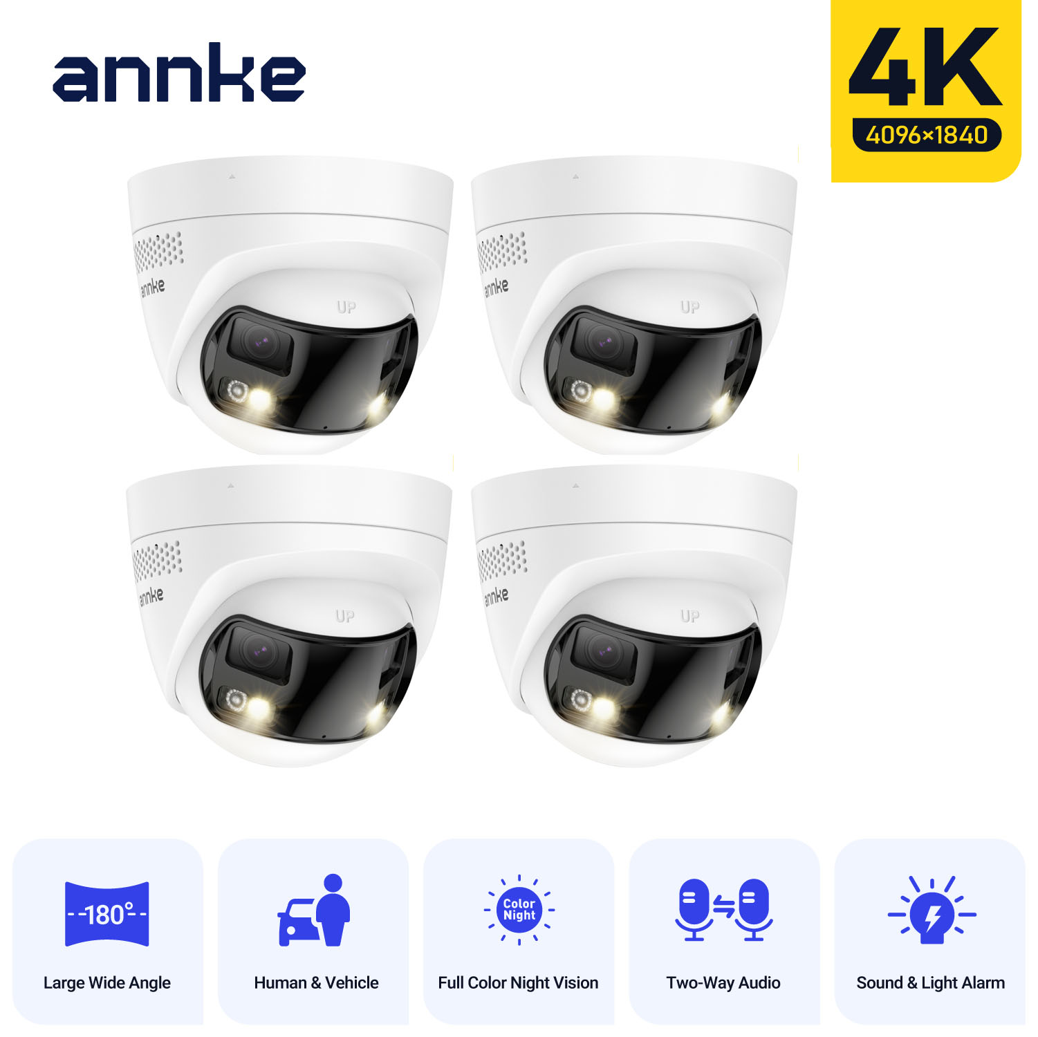 ANNKE 4K 8MP POE 監視カメラデュアルレンズ屋外 poe カメラ 1/2/4 個カラーナイトビジョン CCTV ビデオセキュリティカメラ NVR 用