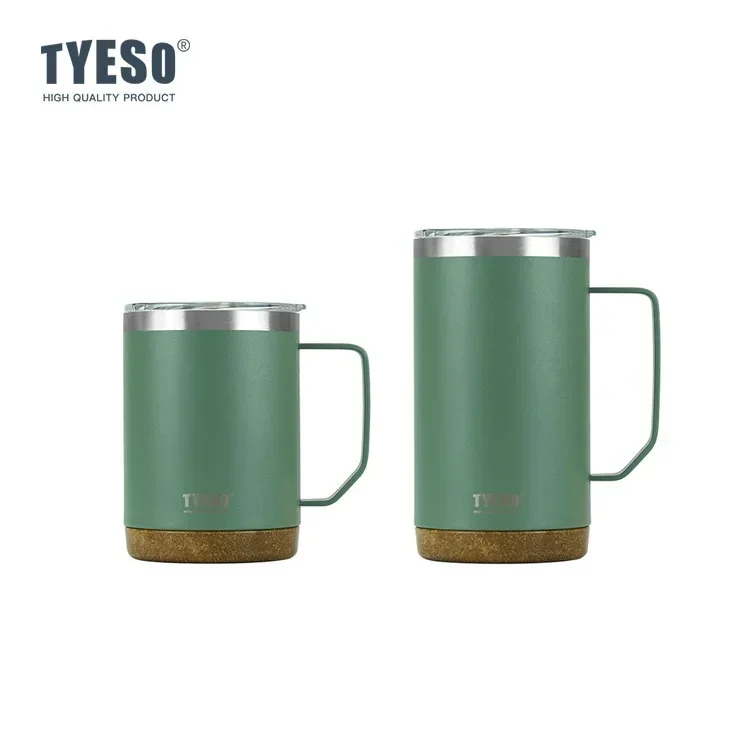 Tyeso 木目ベース 大容量コーヒーマグ スタイリッシュで機能的なカバー付きドリンクカップ オフィス用 家庭用 デスクトップアクセサリー