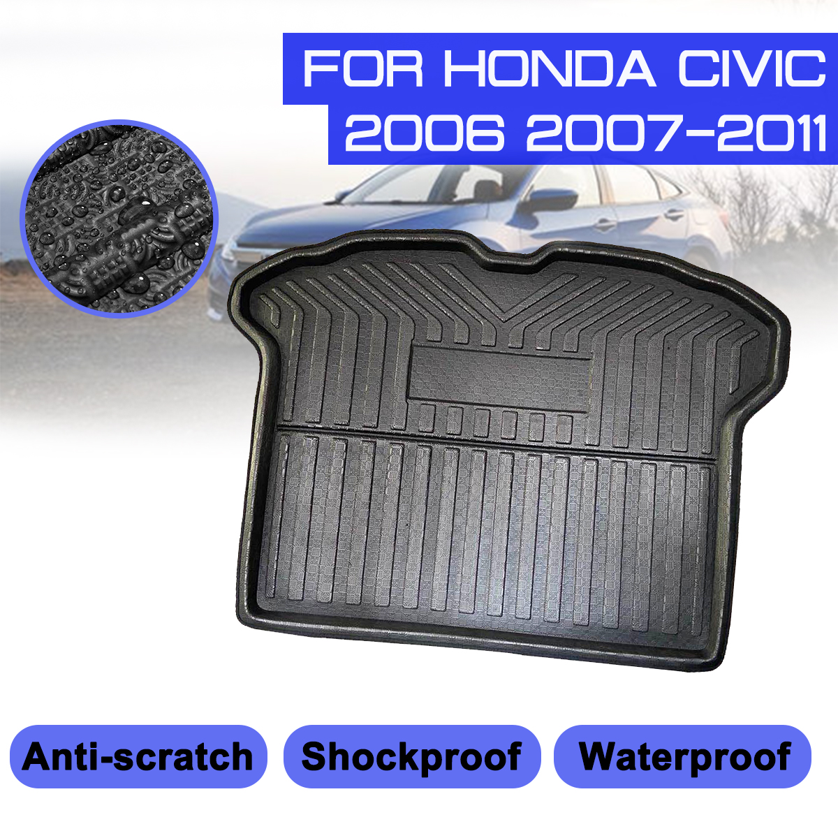 車のカーペットリアトランク防泥カバーホンダシビック 2006 2007 2008 2009 2010 2011 フロアマット