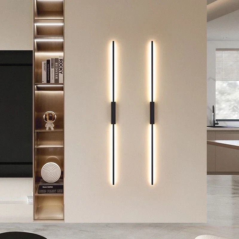 北欧スリム LED ウォールライトリニア燭台ランプ照明器具寝室リビングルーム用