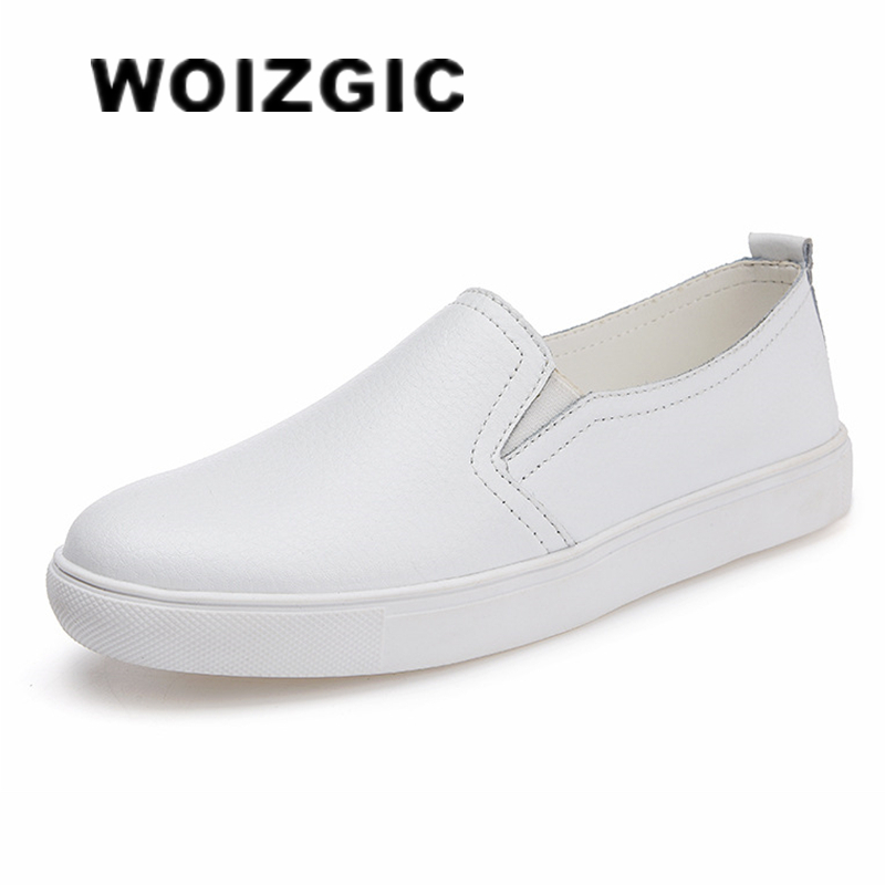 WOIZGIC レディース レディース 女性 女性 牛本革 ホワイト 加硫靴 フラット ローファー 韓国 スリッポン レジャー LLX-6688