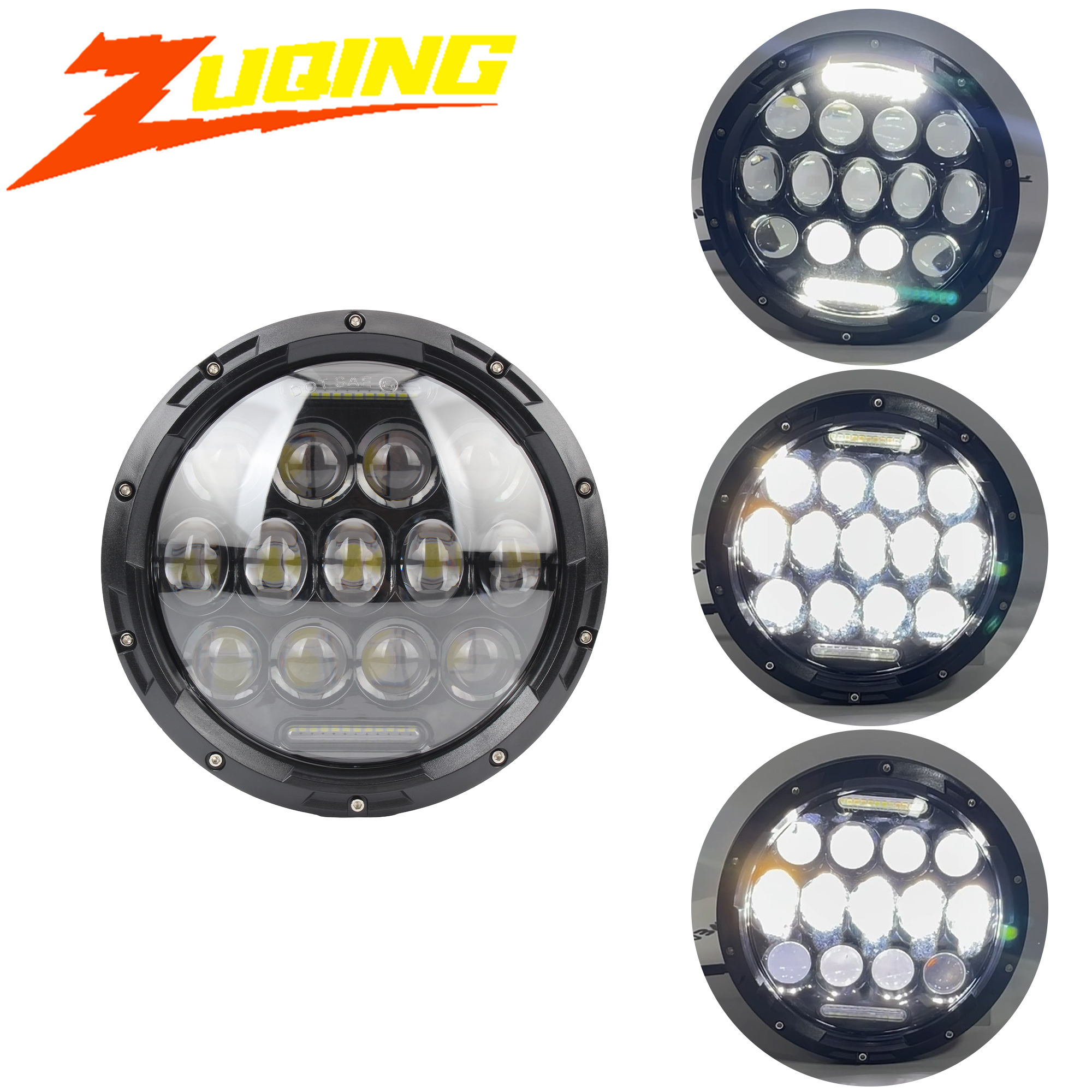 7 インチ LED オートバイヘッドライトハーレーツーリングウルトラクラシックエレクトラストリートグライドロードキングヤマハヘッドランプカフェレーサー修理された