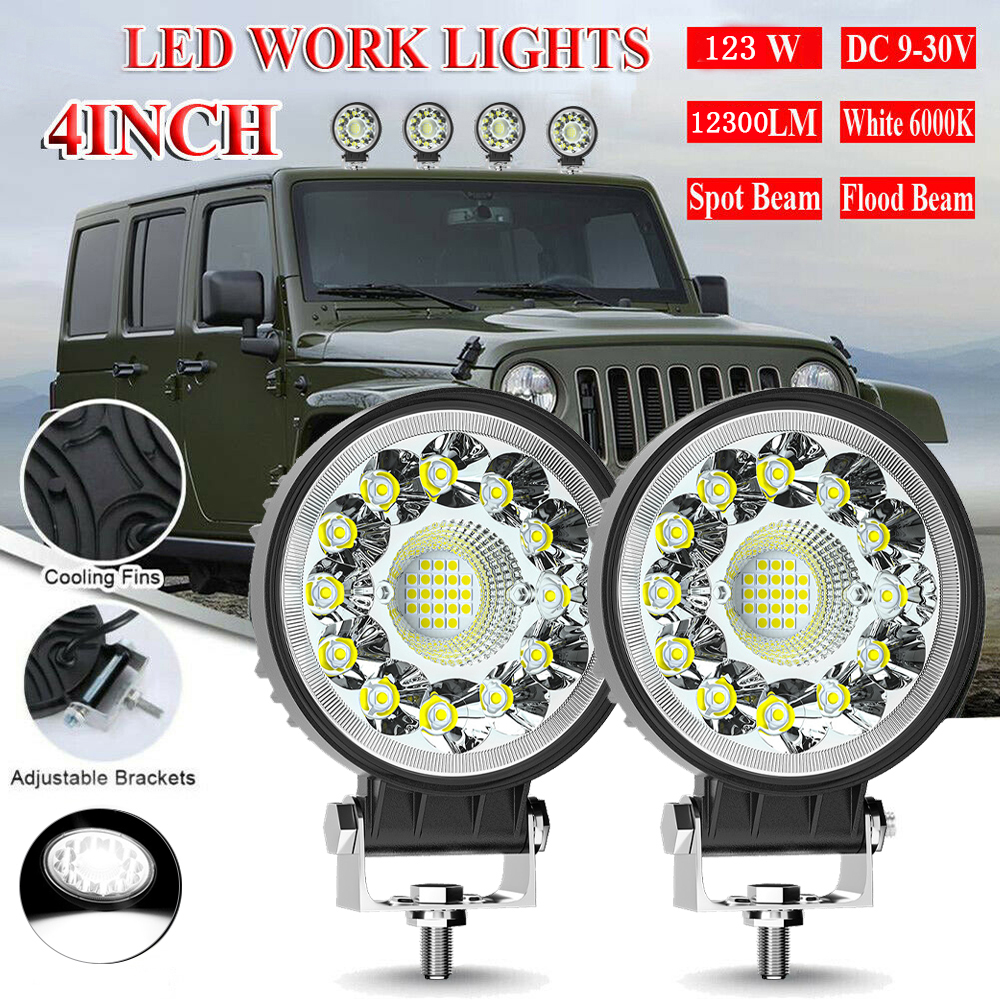 YIGEDENG-4 インチ 123 ワット LED バーオフロード 4X4 スポットライト 12V 24V ワークライトバージープトラック車トラクター SUV ATV Barra LED ヘッドライト
