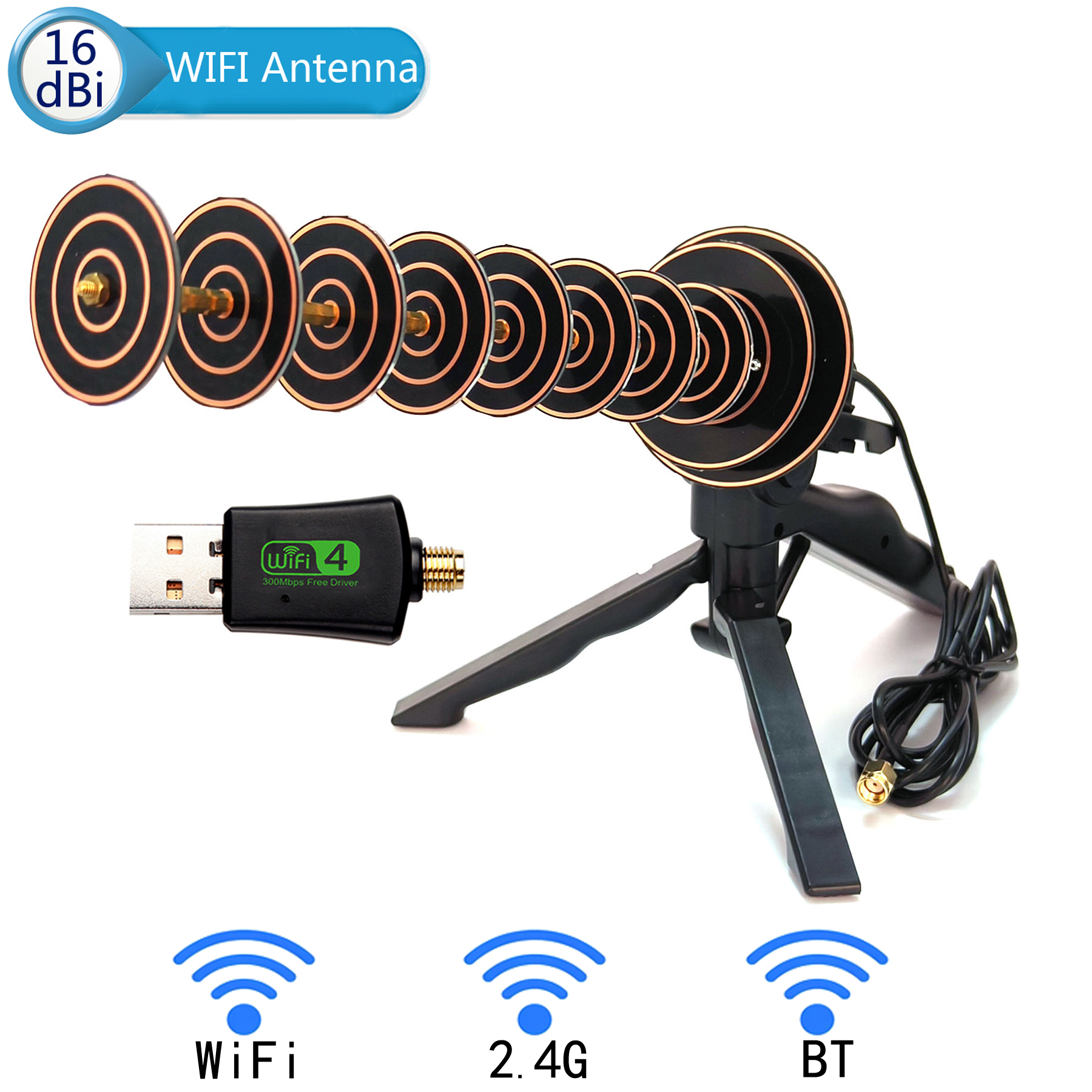 2.4G WIFI 八木指向性アンテナ USB ワイヤレスアダプター ラップトップ デスクトップ PC 信号増加延長 長距離受信