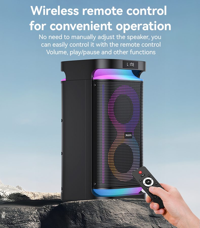 Yesido 40 ワット BT5.3 デュアル 6.5 インチスピーカー RGB ライトマイク付き 4400mAh 大バッテリーデジタルワイヤレススピーカー YSW29
